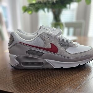 Nike Air Max Athletic Shoes - White and Red